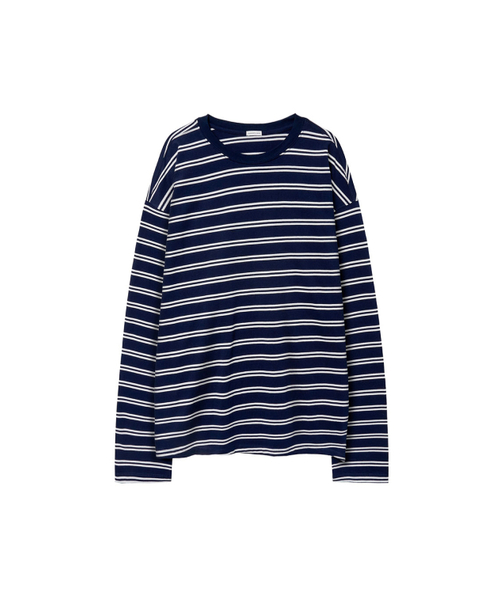 YOUCHE PRET A PORTER(ユッシュプレタポルテ)の「SR OBLIQUE STRIPED LONG SLEEVE Navy(Tシャツ/カットソー・メンズ・その他・MEDIUM)」の1枚目の写真