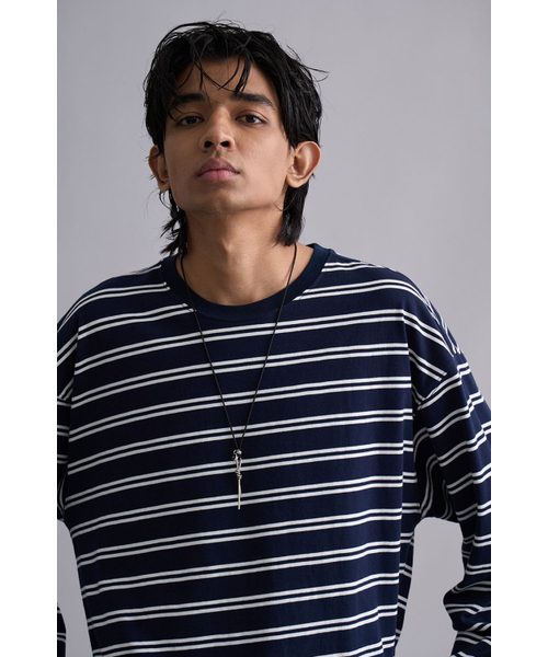 YOUCHE PRET A PORTER(ユッシュプレタポルテ)の「SR OBLIQUE STRIPED LONG SLEEVE Navy(Tシャツ/カットソー・メンズ・その他・MEDIUM)」の2枚目の写真