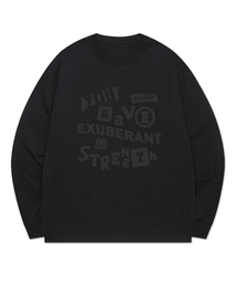 レタリングプレイ袖リブ長袖Tシャツ[ブラック]