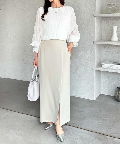 GeeRA（ジーラ）の「オンオフ着られる！スリットタイトスカート（スカート・レディース・アイボリー/ブラック/チャコールグレー・X-LARGE/LARGE/MEDIUM/SMALL）」の15枚目の写真