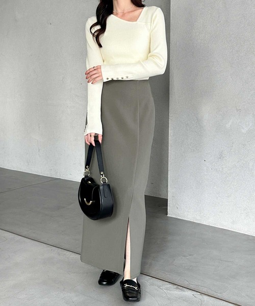 GeeRA（ジーラ）の「オンオフ着られる！スリットタイトスカート（スカート・レディース・アイボリー/ブラック/チャコールグレー・X-LARGE/LARGE/MEDIUM/SMALL）」の7枚目の写真