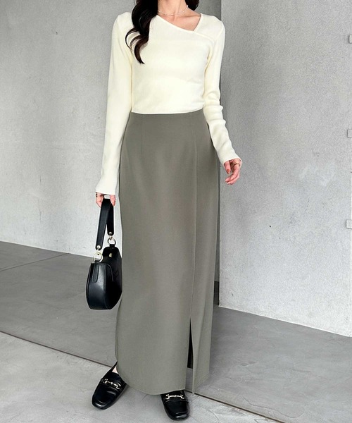 GeeRA（ジーラ）の「オンオフ着られる！スリットタイトスカート（スカート・レディース・アイボリー/ブラック/チャコールグレー・X-LARGE/LARGE/MEDIUM/SMALL）」の8枚目の写真