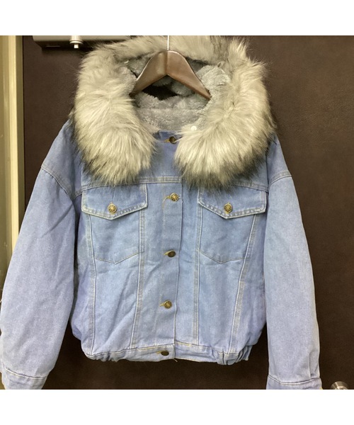 Bling Leads(ブリングリーズ)の「【Blss】【Bling Leads】フェイクファーGジャンパーカー(ブルゾン・レディース・ホワイト/グレー・SMALL)」の2枚目の写真