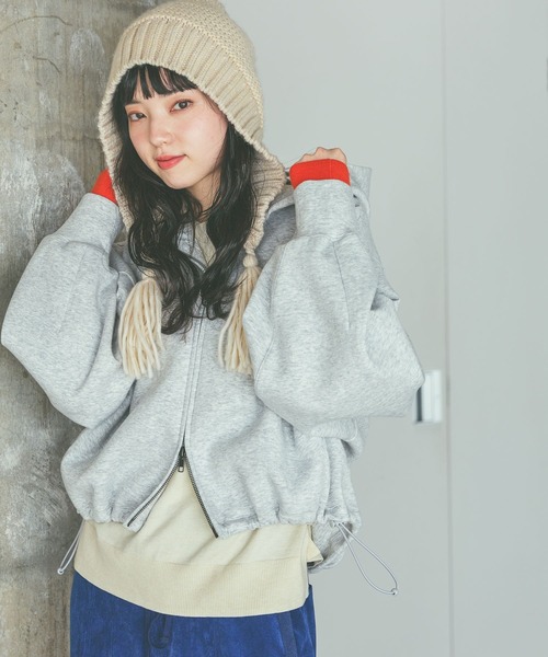 niko and...（ニコアンド）の「エアバルーンWジップパーカー（パーカー・レディース・ライトグリーン/ブラウン/チャコール/グレー・MEDIUM/LARGE）」の11枚目の写真