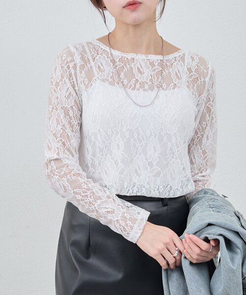 SHENERY（シーナリー）の「レースプルオーバー（Tシャツ/カットソー・レディース・ホワイト/ベージュ/ブラック・FREE）」の2枚目の写真