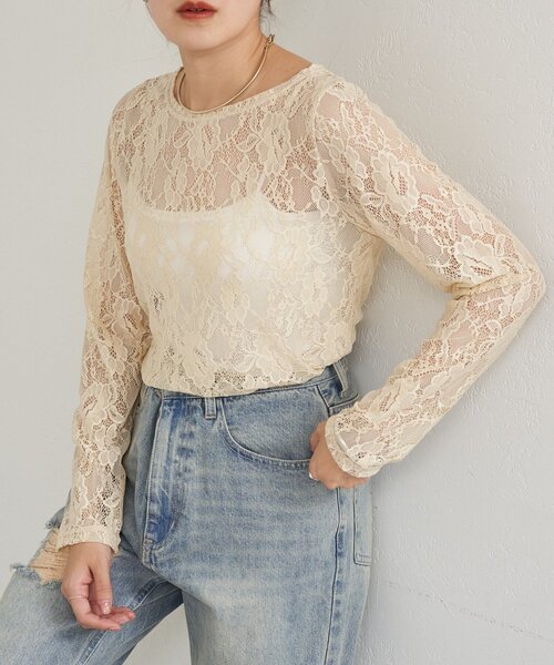 SHENERY（シーナリー）の「レースプルオーバー（Tシャツ/カットソー・レディース・ホワイト/ベージュ/ブラック・FREE）」の14枚目の写真