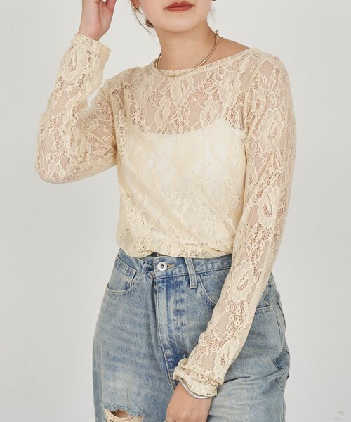 SHENERY（シーナリー）の「レースプルオーバー（Tシャツ/カットソー・レディース・ホワイト/ベージュ/ブラック・FREE）」の17枚目の写真