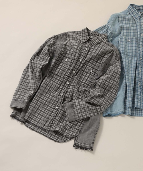 NKJ 2026SS] ワークデニムチェックシャツ（シャツ/ブラウス）｜niko