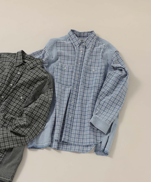 NKJ 2026SS] ワークデニムチェックシャツ（シャツ/ブラウス）｜niko