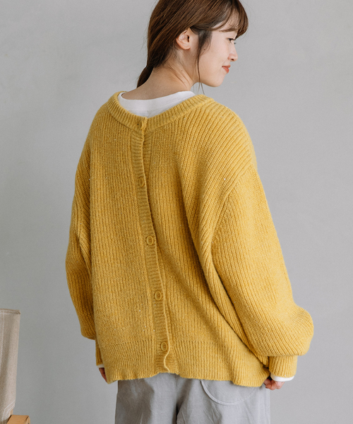 POU DOU DOU（プードゥドゥ）の「あぜ編みラメニットカーディガン（カーディガン/ボレロ・レディース・グレー/ブルー/アイボリー/イエロー・M）」の6枚目の写真