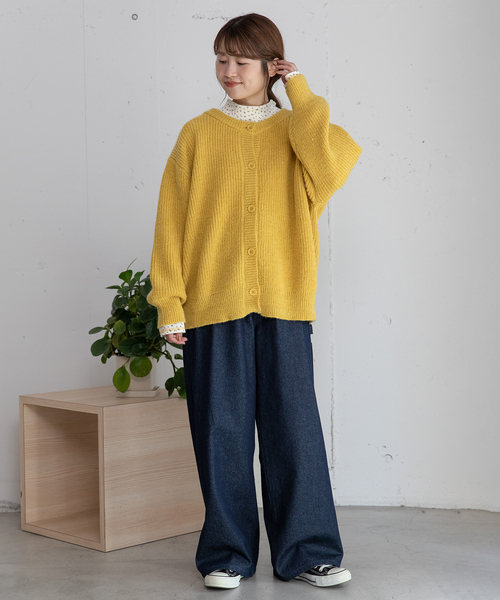 POU DOU DOU（プードゥドゥ）の「あぜ編みラメニットカーディガン（カーディガン/ボレロ・レディース・グレー/ブルー/アイボリー/イエロー・M）」の11枚目の写真