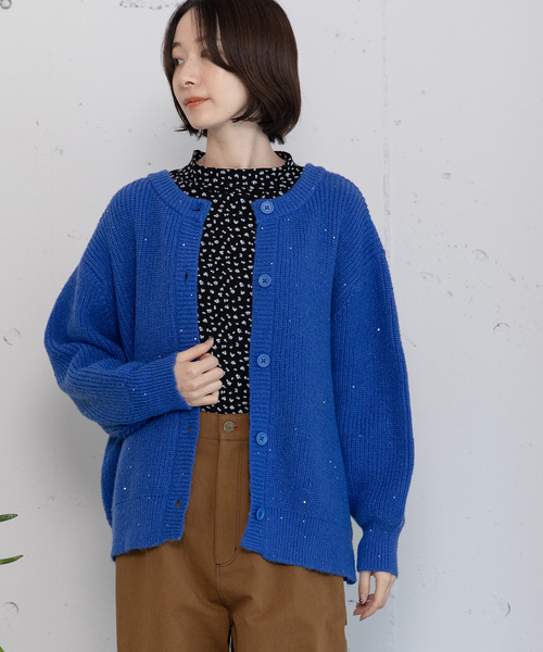 POU DOU DOU（プードゥドゥ）の「あぜ編みラメニットカーディガン（カーディガン/ボレロ・レディース・グレー/ブルー/アイボリー/イエロー・M）」の15枚目の写真