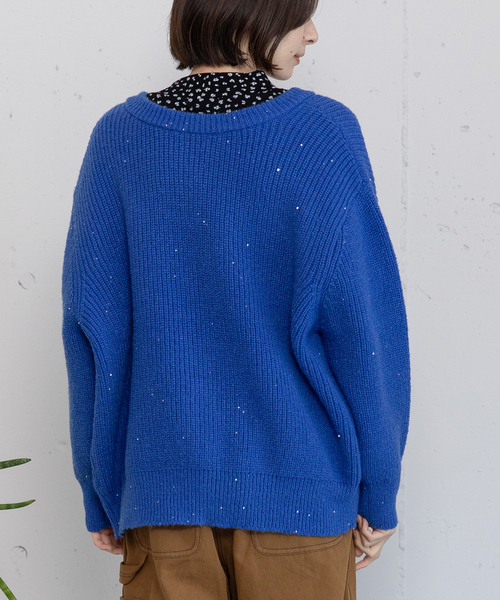 POU DOU DOU（プードゥドゥ）の「あぜ編みラメニットカーディガン（カーディガン/ボレロ・レディース・グレー/ブルー/アイボリー/イエロー・M）」の17枚目の写真