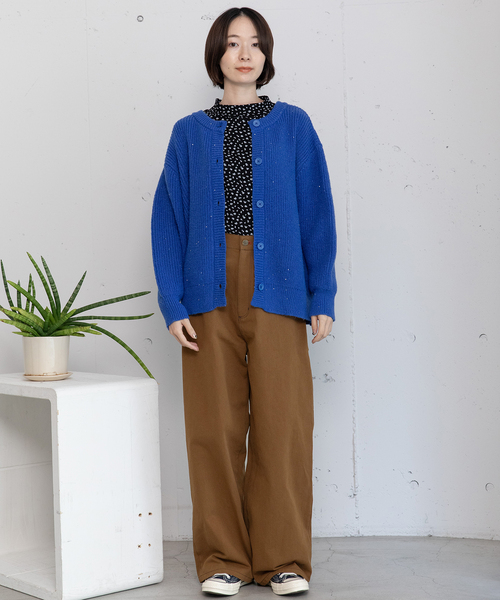 POU DOU DOU（プードゥドゥ）の「あぜ編みラメニットカーディガン（カーディガン/ボレロ・レディース・グレー/ブルー/アイボリー/イエロー・M）」の19枚目の写真