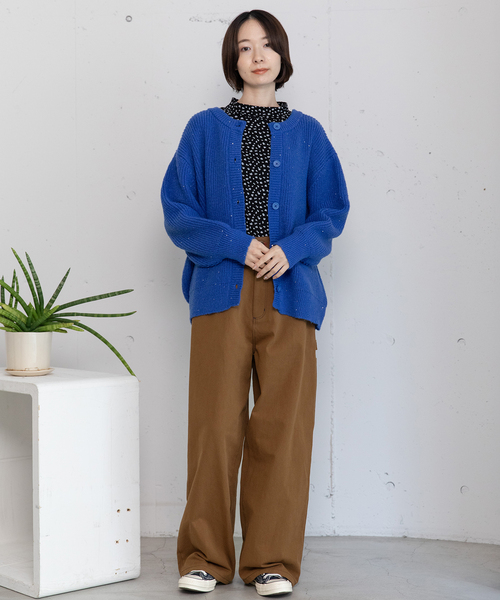 POU DOU DOU（プードゥドゥ）の「あぜ編みラメニットカーディガン（カーディガン/ボレロ・レディース・グレー/ブルー/アイボリー/イエロー・M）」の20枚目の写真