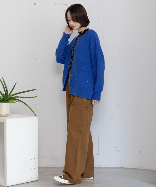 POU DOU DOU（プードゥドゥ）の「あぜ編みラメニットカーディガン（カーディガン/ボレロ・レディース・グレー/ブルー/アイボリー/イエロー・M）」の21枚目の写真