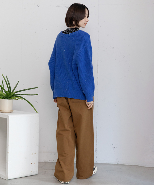 POU DOU DOU（プードゥドゥ）の「あぜ編みラメニットカーディガン（カーディガン/ボレロ・レディース・グレー/ブルー/アイボリー/イエロー・M）」の22枚目の写真