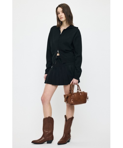 MOUSSY(マウジー)の「ZIP UP パーカー & PLEATED ミニスカート(ワンピース・レディース・杢グレー/ブラック/バーガンディー・1/2)」の6枚目の写真