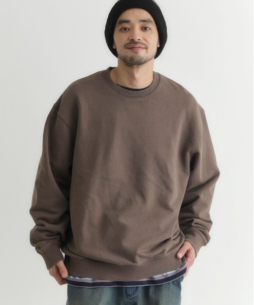 BACK NUMBER(バックナンバー)の「【BACK NUMBER】ピグメント加工クルーネックトレーナー (ドロップショルダー / ボックスシルエット / ユニセックス)(スウェット・メンズ・ネイビー/イエロー/サックスブルー/ブラック/ブラウン/グリーン・S/M/XL/L)」の3枚目の写真