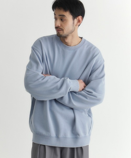 BACK NUMBER(バックナンバー)の「【BACK NUMBER】ピグメント加工クルーネックトレーナー (ドロップショルダー / ボックスシルエット / ユニセックス)(スウェット・メンズ・ネイビー/イエロー/サックスブルー/ブラック/ブラウン/グリーン・S/M/XL/L)」の7枚目の写真