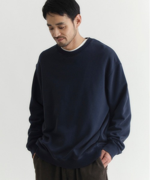 BACK NUMBER(バックナンバー)の「【BACK NUMBER】ピグメント加工クルーネックトレーナー (ドロップショルダー / ボックスシルエット / ユニセックス)(スウェット・メンズ・ネイビー/イエロー/サックスブルー/ブラック/ブラウン/グリーン・S/M/XL/L)」の11枚目の写真