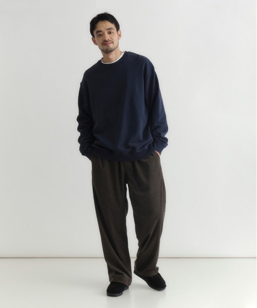 BACK NUMBER(バックナンバー)の「【BACK NUMBER】ピグメント加工クルーネックトレーナー (ドロップショルダー / ボックスシルエット / ユニセックス)(スウェット・メンズ・ネイビー/イエロー/サックスブルー/ブラック/ブラウン/グリーン・S/M/XL/L)」の12枚目の写真