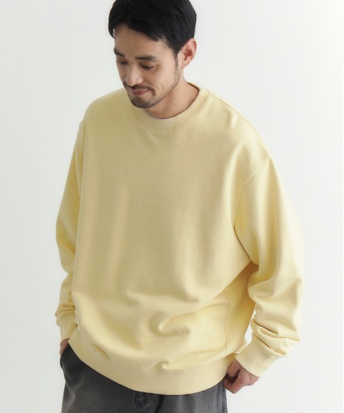 BACK NUMBER(バックナンバー)の「【BACK NUMBER】ピグメント加工クルーネックトレーナー (ドロップショルダー / ボックスシルエット / ユニセックス)(スウェット・メンズ・ネイビー/イエロー/サックスブルー/ブラック/ブラウン/グリーン・S/M/XL/L)」の17枚目の写真