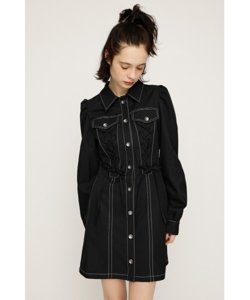 LACE UP FRONT BUTTON S/OP レースアップ フロントボタン ショート