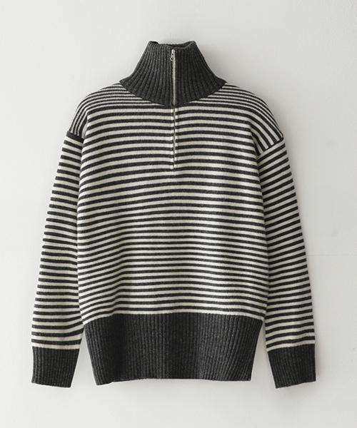 Merinowool strap half-knit джемпер — серый