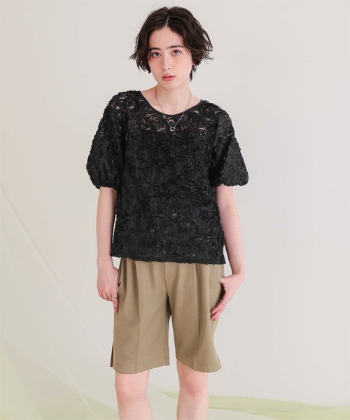 titivate(ティティベイト)の「フラワーチュールトップス(Tシャツ/カットソー・レディース・ライトベージュ/ブラック/オフホワイト・FREE)」の14枚目の写真