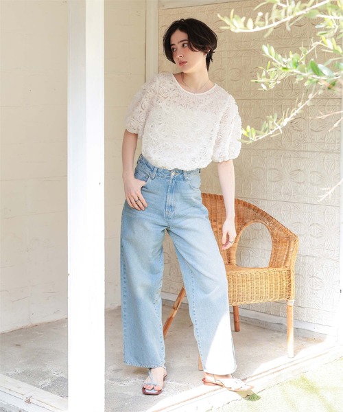 titivate(ティティベイト)の「フラワーチュールトップス(Tシャツ/カットソー・レディース・ライトベージュ/ブラック/オフホワイト・FREE)」の12枚目の写真