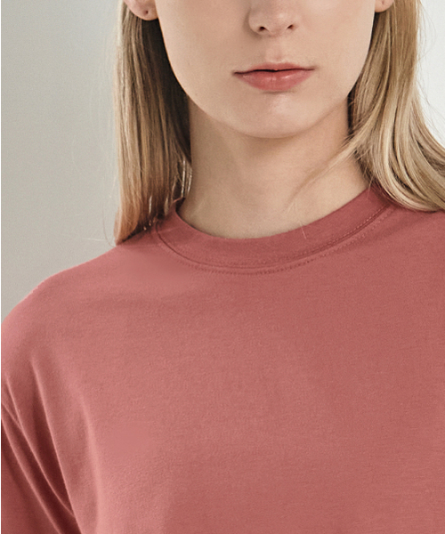 DEVIWEAR（デヴィウェア）の「ベーシック クロップド 半袖Tシャツ DEVI-T0109-ダスティローズ（Tシャツ/カットソー・レディース・ローズ・FREE）」の3枚目の写真