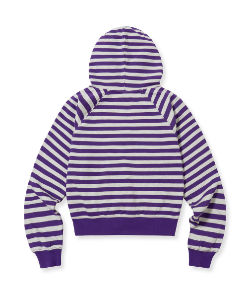 BROWNBREATH（ブラウンブレス）の「W STRIPE TAG CROP HOODIE - PURPLE/OATMEAL（パーカー・レディース・その他・S/M）」の2枚目の写真