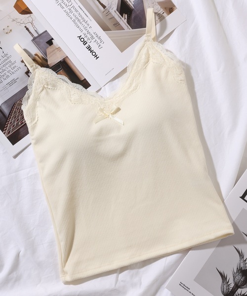 Lace Ladies(レースレディース)の「リボン付き Vネック 配レース カップ付き キャミソール(キャミソール・レディース・ホワイト/ブラック/アイボリー・M/XL)」の10枚目の写真