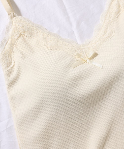 Lace Ladies(レースレディース)の「リボン付き Vネック 配レース カップ付き キャミソール(キャミソール・レディース・ホワイト/ブラック/アイボリー・M/XL)」の12枚目の写真