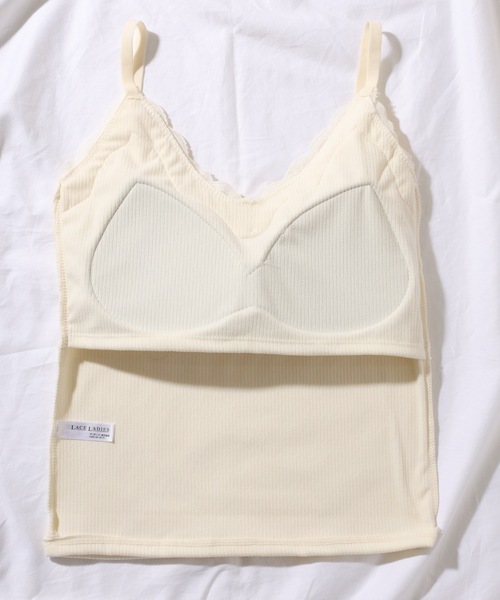 Lace Ladies(レースレディース)の「リボン付き Vネック 配レース カップ付き キャミソール(キャミソール・レディース・ホワイト/ブラック/アイボリー・M/XL)」の15枚目の写真
