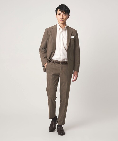 green label relaxing(グリーンレーベルリラクシング)の「A+ TWPU チドリ スリム セットアップ パンツ スラックス -ウォッシャブル・ストレッチ・ウエストアジャスター-(スーツパンツ・メンズ・ブラウン系・XXL/M/XL/L/S)」の5枚目の写真