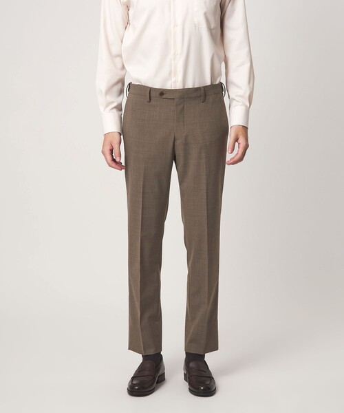 green label relaxing(グリーンレーベルリラクシング)の「A+ TWPU チドリ スリム セットアップ パンツ スラックス -ウォッシャブル・ストレッチ・ウエストアジャスター-(スーツパンツ・メンズ・ブラウン系・XXL/M/XL/L/S)」の7枚目の写真