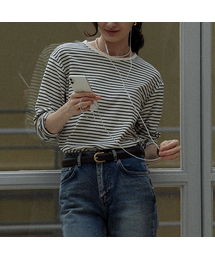 Stripe soft touch T-shirt_Ivory