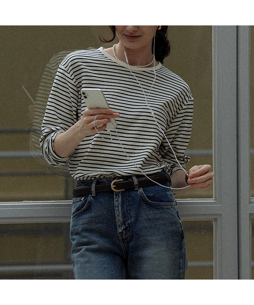TILL I DIE(ティルアイダイ)の「Stripe soft touch T-shirt_Ivory(Tシャツ/カットソー・レディース・アイボリー・FREE)」の1枚目の写真