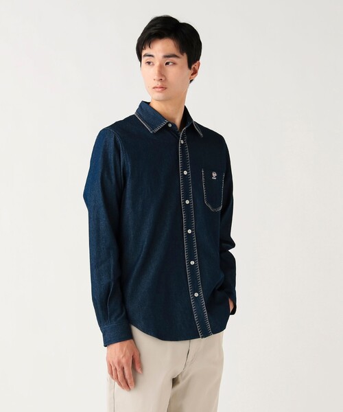 BEAMS HEART(ビームスハート)の「【6/18値下げ】コーヒー エンブレム ステッチ デニムシャツ(シャツ/ブラウス・メンズ・ブラック/インディゴブルー・XL/L/M/S)」の1枚目の写真