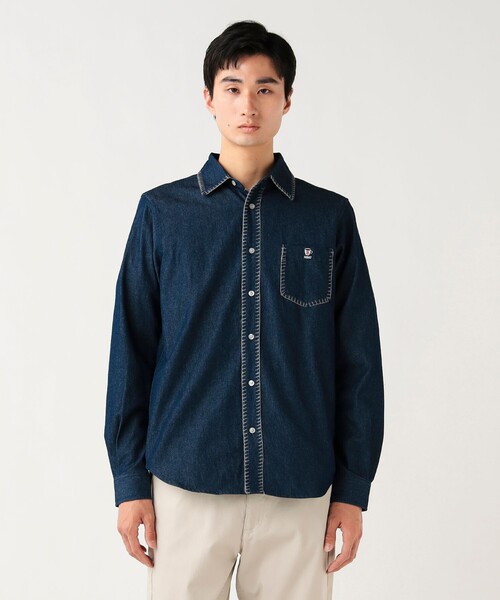 BEAMS HEART(ビームスハート)の「【6/18値下げ】コーヒー エンブレム ステッチ デニムシャツ(シャツ/ブラウス・メンズ・ブラック/インディゴブルー・XL/L/M/S)」の10枚目の写真