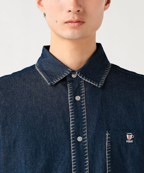 BEAMS HEART(ビームスハート)の「【6/18値下げ】コーヒー エンブレム ステッチ デニムシャツ(シャツ/ブラウス・メンズ・ブラック/インディゴブルー・XL/L/M/S)」の14枚目の写真