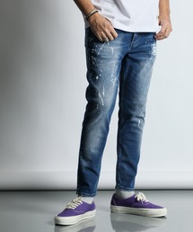 The DUFFER of ST.GEORGE | 【WEB限定アイテム】「GUM STRETCH DENIM」USED PAINT JEANS：超伸縮「ガムストレッチ デニム」ユーズドペイント スリムジーンズ(デニムパンツ)