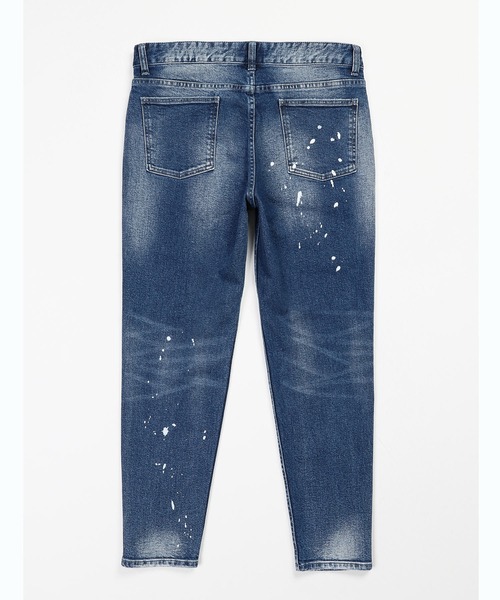 The DUFFER of ST.GEORGE（ザダファーオブセントジョージ）の「【WEB限定アイテム】「GUM STRETCH DENIM」USED PAINT JEANS：超伸縮「ガムストレッチ デニム」ユーズドペイント スリムジーンズ（デニムパンツ・メンズ・インディゴブルー・X-LARGE/LARGE/MEDIUM/SMALL）」の9枚目の写真