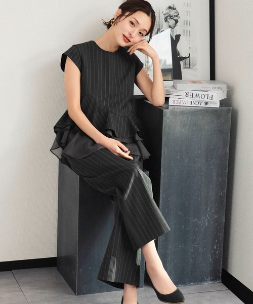 セール】《2026春新作》ペプラムフリル オールインワン パンツドレス