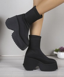 MASHIRO（マシロ）の「【MASHIRO】ショートストレッチ厚底ブーツ オールシーズン 平成ギャル Y2K（MA/EK520）（ブーツ）」