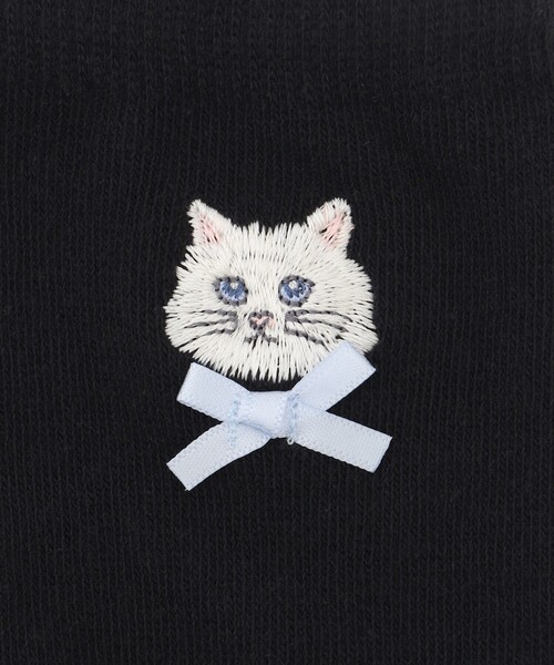 ANY（エニィ）の「ネコ刺繍　ハイソックス（ソックス/靴下・キッズ・ブラック系/ホワイト系・LL/LARGE/MEDIUM）」の6枚目の写真