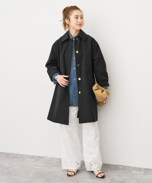 Spick & Span（スピックアンドスパン）の「TRADITIONAL WEATHERWEAR 別注LINTON *（ステンカラーコート・レディース・ベージュ/ブラック・34）」の3枚目の写真