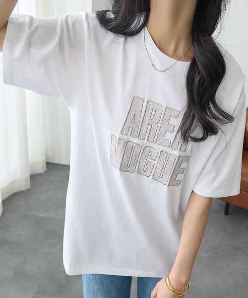 ReDial(リダイアル)の「レースロゴTシャツ(Tシャツ/カットソー・レディース・ライトグレー/チャコールグレー/ホワイト・M/L/LL/3L)」の2枚目の写真